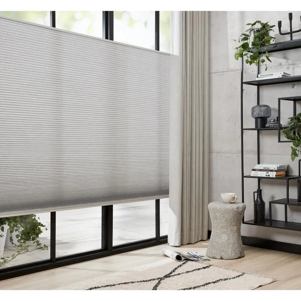 Kwantum Fenstr Dubbel Plissé Puck Lichtgrijs Lichtdoorlatend