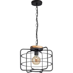 Kwantum Hanglamp Wood 1-Lichts Zwart